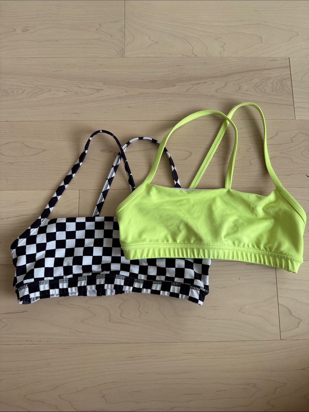 Fleo Neon Green & Black White Check Bra Duo - Women Intimates